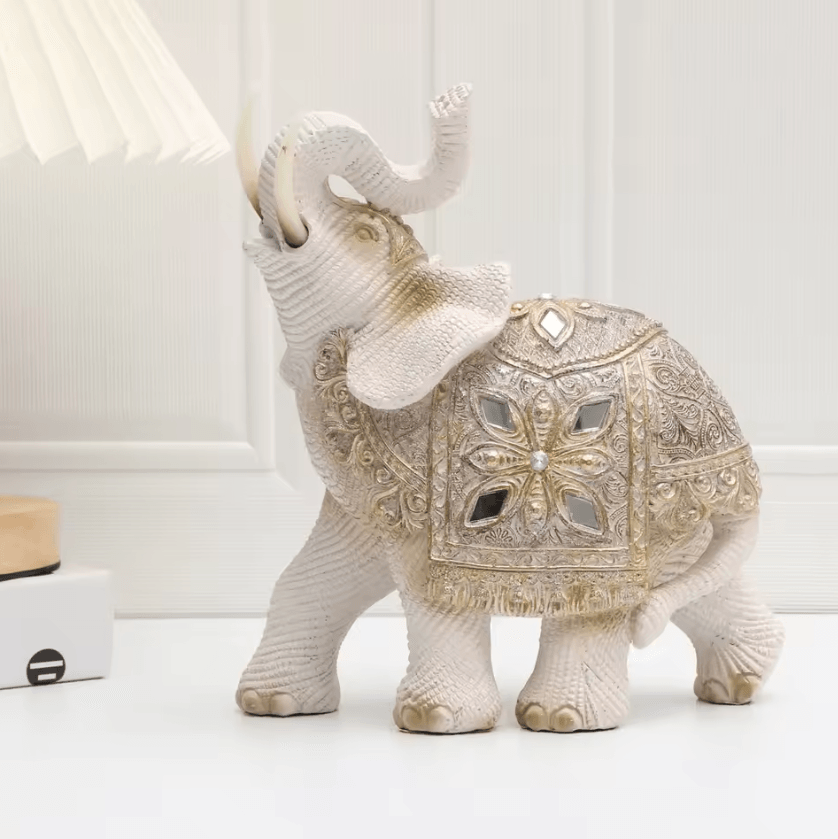 Lucky Elephant Feng Shui Statue – Wealth Attraction Resin Home & Office Decor