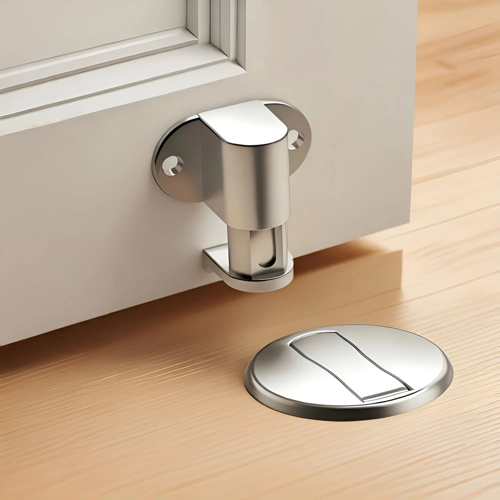 Adjustable Stainless Steel Magnetic Door Stopper – Punch-Free, Invisible Floor Mount for Quiet, Damage-Free Door Control