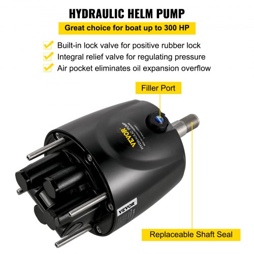Hydraulic Boat Steering Kit with Helm Pump, 300HP Outboard System & 16ft Hydraulic Steering Hose