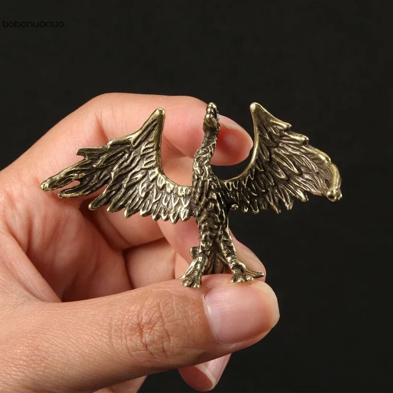 Artisan Flame Phoenix Sculpture | Solid Brass Mythical Figurine | Executive Desktop & Zen Sanctuary Decor