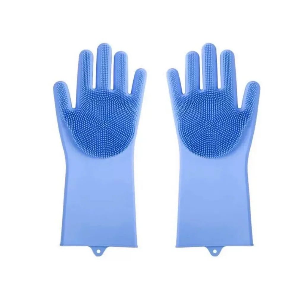 2-in-1 Heat-Resistant Silicone Cleaning Gloves with Built-In Scrubber Teeth