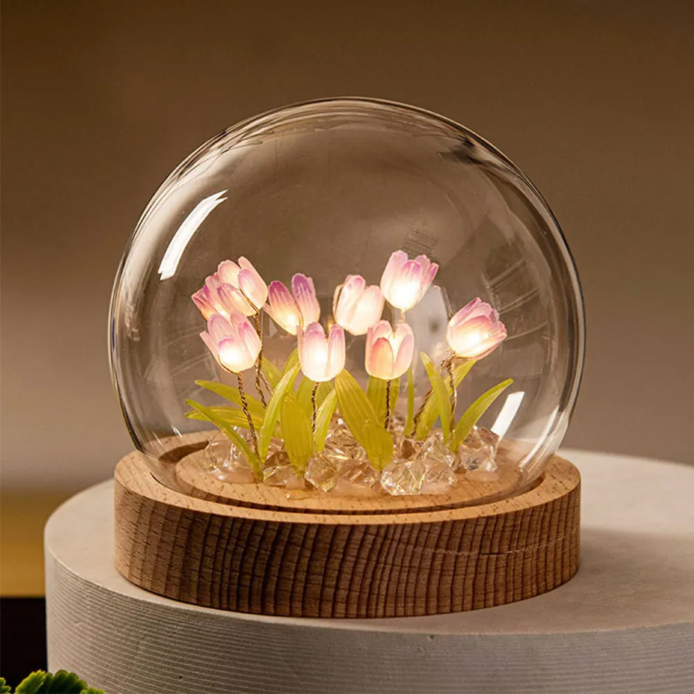 DIY Tulip Flower Lights Handmade Bedroom Decoration Christmas Birthday Gift Ins Night Light Material