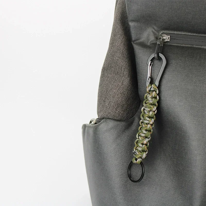 Premium Military Braided Paracord Keychain with Carabiner Essential Survival Gear for Outdoor Camping