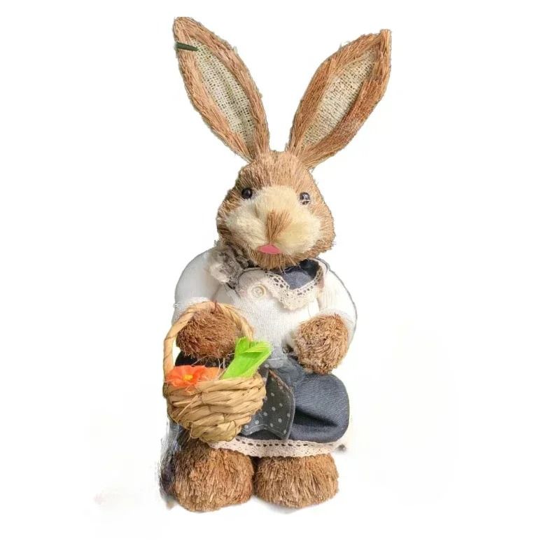 3D Handcrafted Cattail Easter Bunny | Eco-Friendly Woven Holiday Figurine