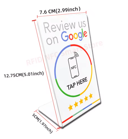 ReviewTap NFC Google Review Acrylic Stand and Card NTAG215 Waterproof