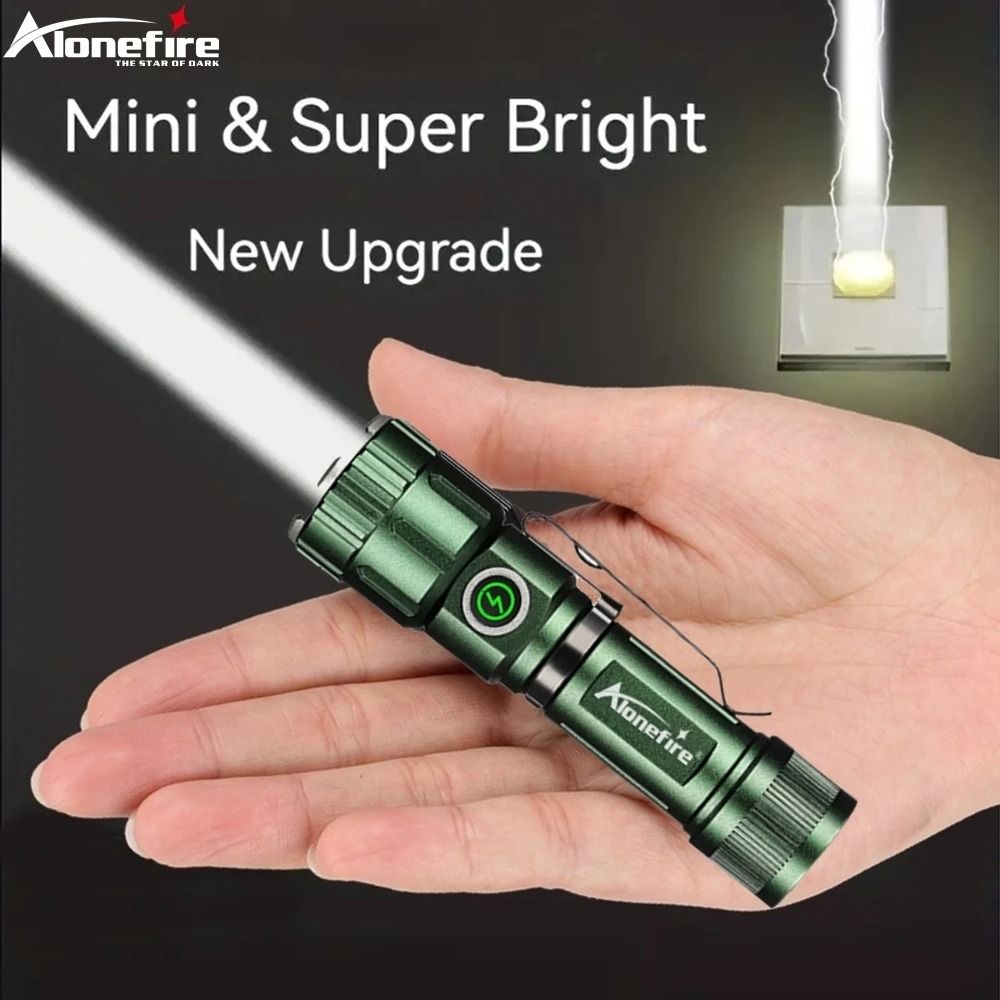 AloneFire X80 Mini Zoom Flashlight Rechargeable Portable Pocket Magnet Torch for Camping and Hiking