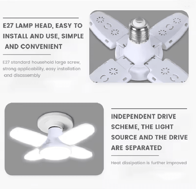 Foldable LED Garage Ceiling Light Bulb