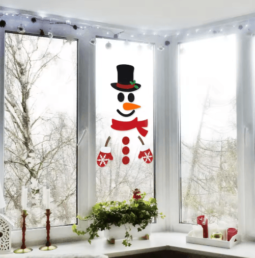 Festive Christmas Felt Window & Door Sticker Decorations