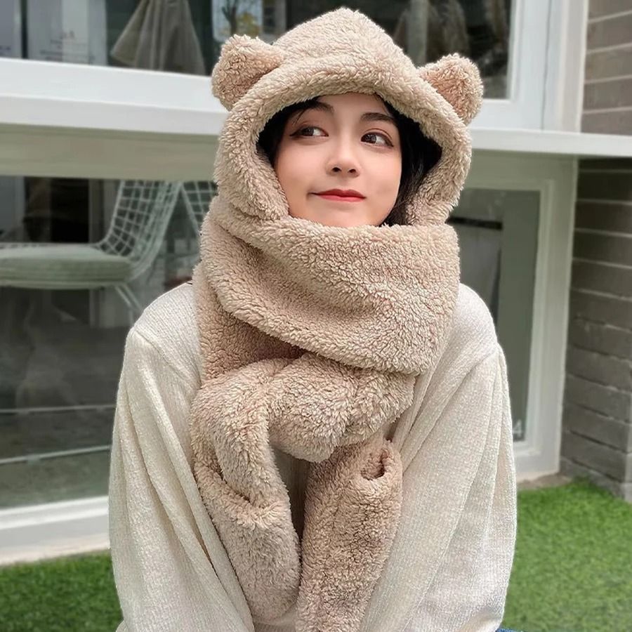 Kawaii Bear Ear 3-in-1 Winter Thermal Set