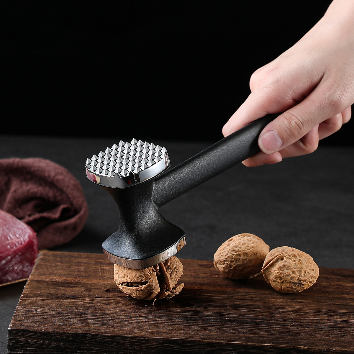 Multifunctional Double Sided Zinc Alloy Meat Hammer, Tender Meat, Nuts & Cucumber, High Quality Kitchen Tool for Cooking
