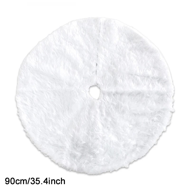 78 90 122cm Christmas Tree Skirts White Plush Mat Navidad Xmas Tree Base Mat New Year Home Decor