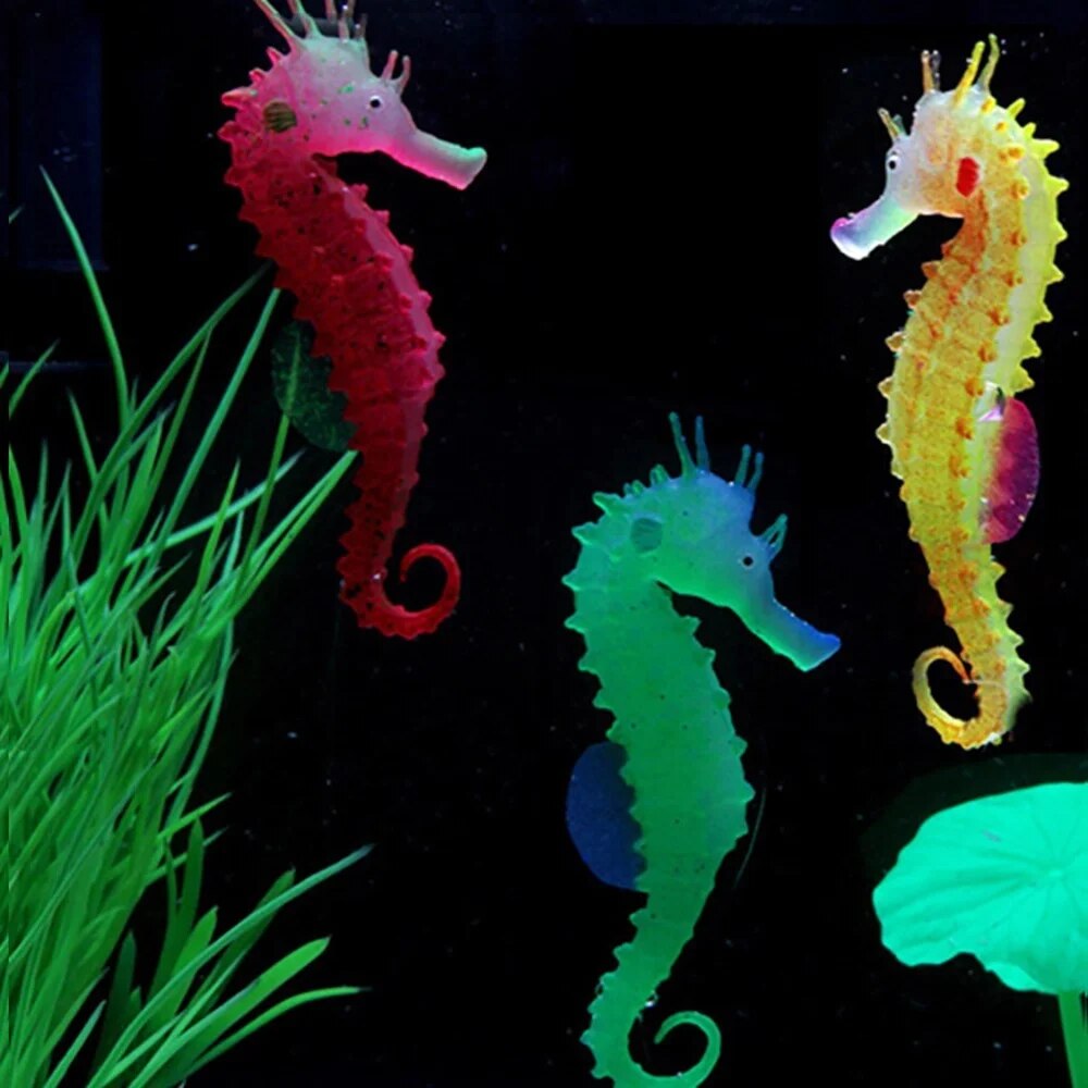Silicone Luminous Hippocampus Aquarium Ornament: Underwater Sea Horse Fish DEcor