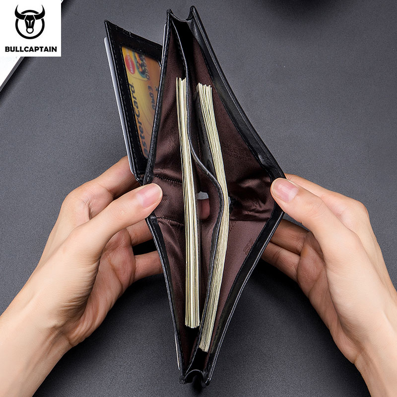 Leather Wallet Men RFID Secure, Multi Function Business Purse, Designer Card Holder, Slim Genuine Leather