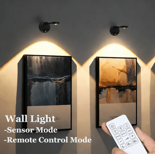USB Rechargeable Motion Sensor Wall Light Wireless Dimmable LED Spotlight for Pictures & Art