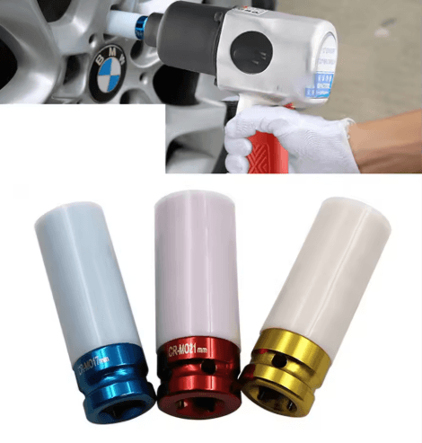 3-Piece Lug Nut Socket Set with Wheel Protection Sleeves (17/19/21mm Impact Socket Set)