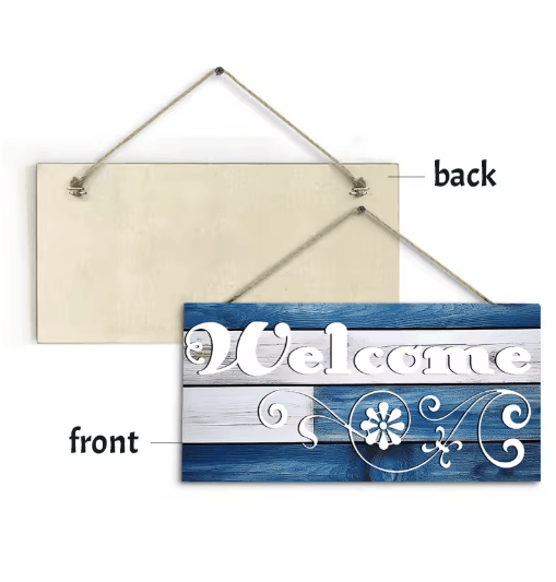 Rustic Wooden Welcome Sign Farmhouse Wall Hanging Decor for Front Door & Living Room