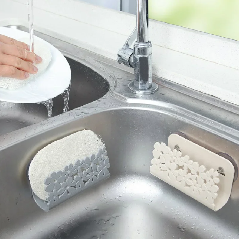 Suction Cup Sponge Holder, Kitchen Bathroom Drying Rack, Sink Dish Cloth Scrubber Storage