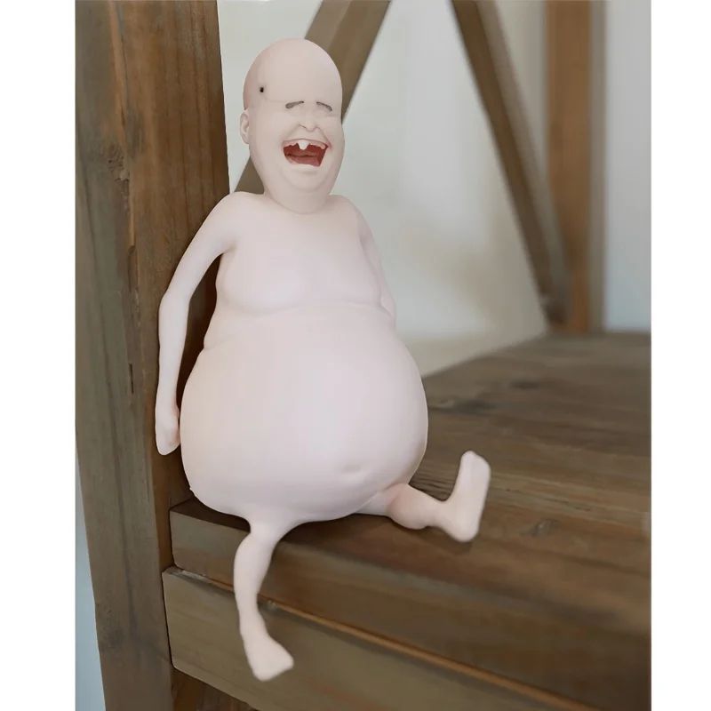 Funny Belly Doll Silicone Figurine – Quirky Expression Toy with Fluffy Ears for Party & Home Decor
