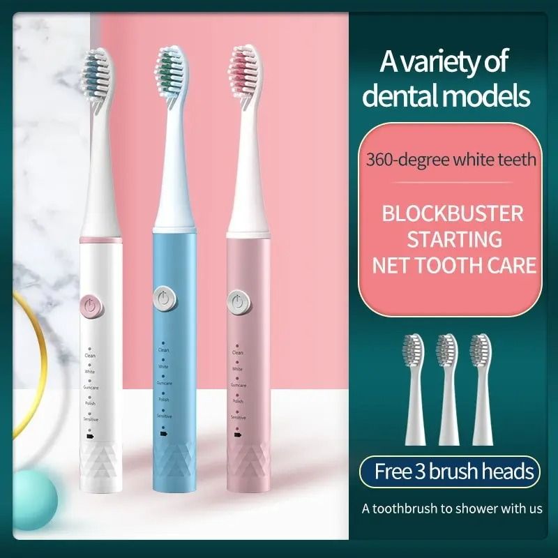 Rechargeable 5-Mode Sonic Dental System | 40,000 SPM Waterproof Ultrasonic Toothbrush
