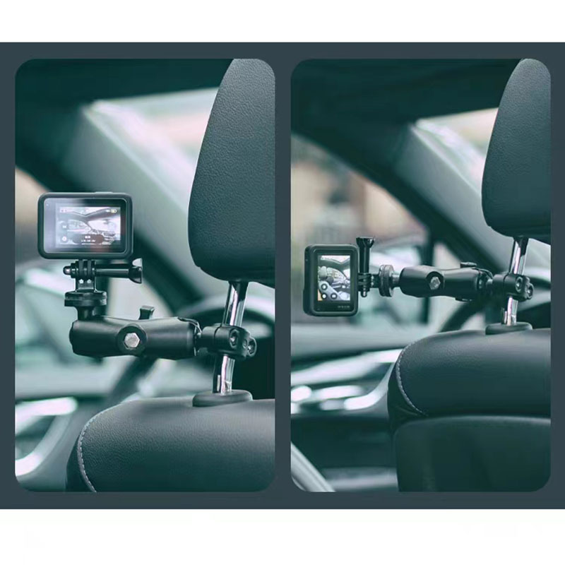 Universal Car Headrest Camera Mount for POV Vlogging and Action Cam Stability
