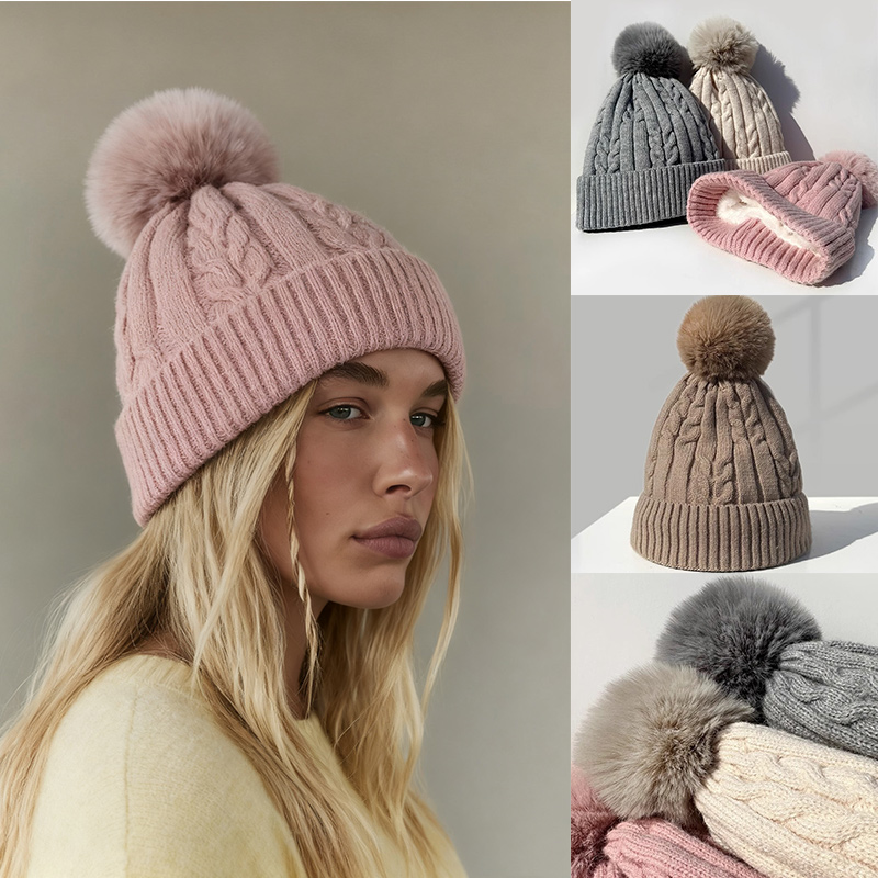 Plush Thickened Cap, Women Warm Beanie Hat, Men's Winter Ski Hat, Ear Protection, Warm Knit Hat, Women's Winter Headwear