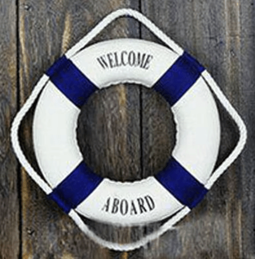 Mediterranean Nautical Lifebuoy Wall Decor – Coastal Living Room Ornament
