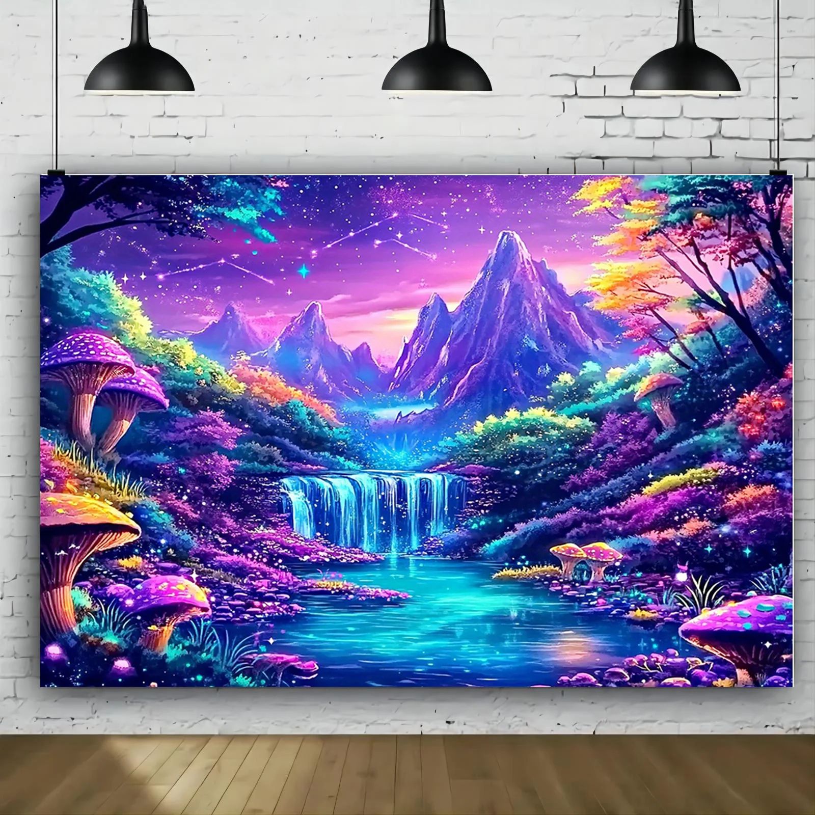 Glow in the Dark Forest Tapestry Fantasy Wall Decor for Bedroom and Dorm