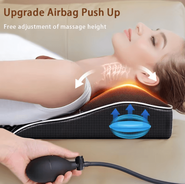Electric Shiatsu Head, Neck and Cervical Traction Body Massager – Heated Vibration Car and Home Back Pillow