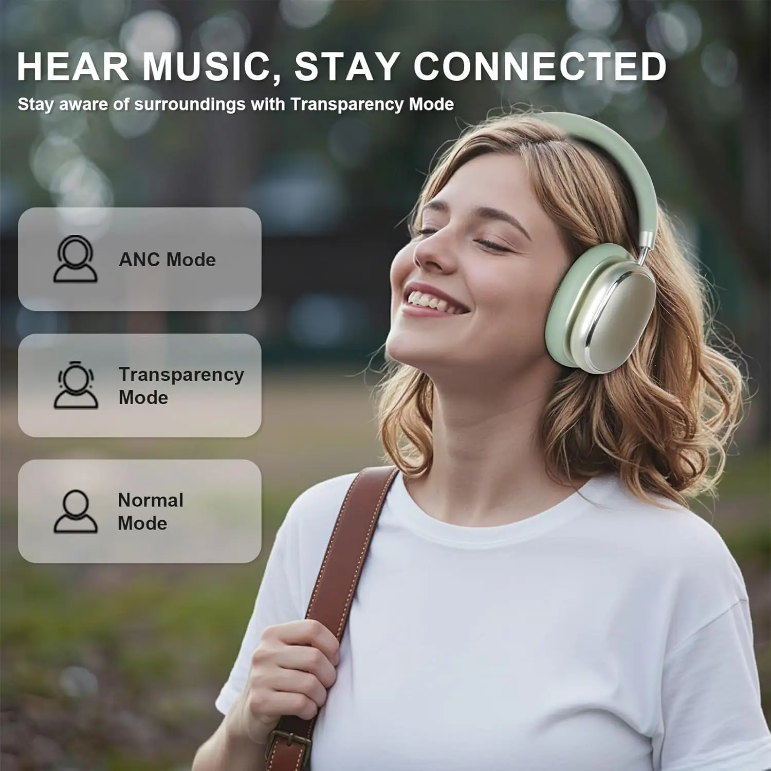 Hybrid Active Noise Cancelling Over Ear Headphones Wireless Bluetooth Hi Res Audio