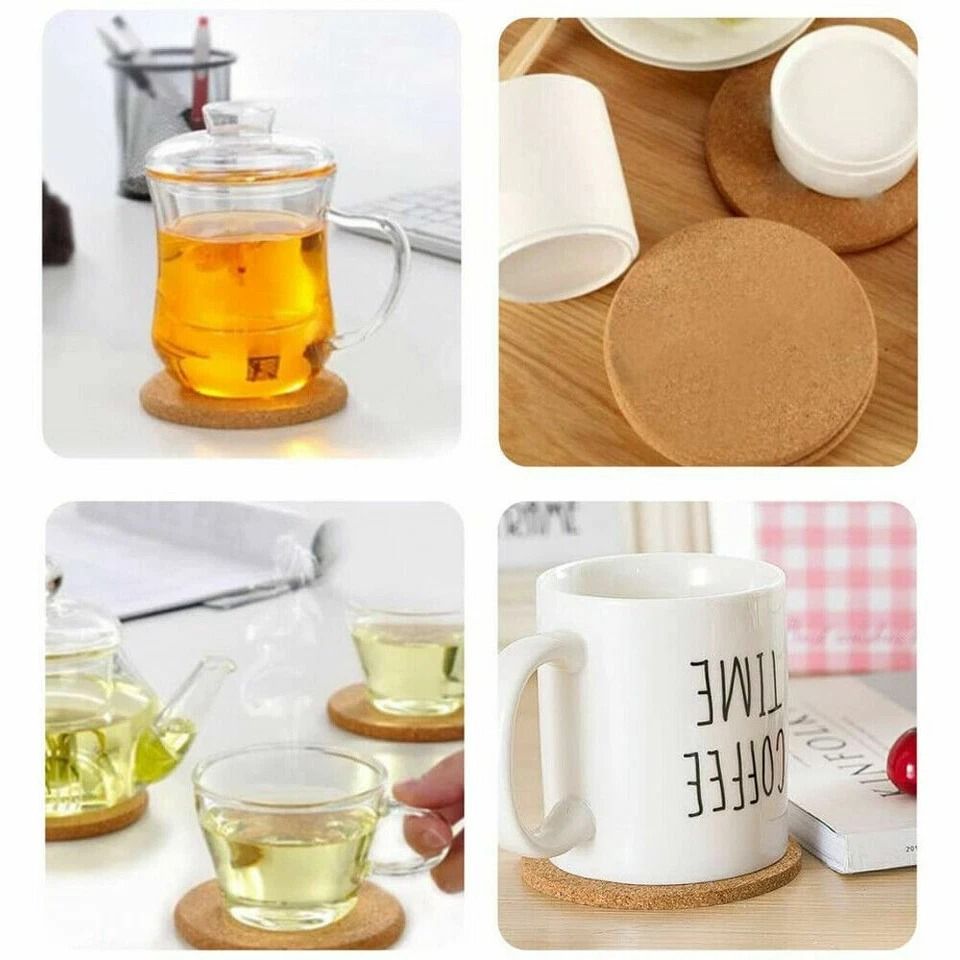 Absorbent Cork Coasters with Metal Holder for Coffee, Tea, and Drinks