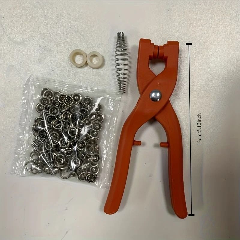 50 Piece Snap Button Kit with Manual Press Pliers