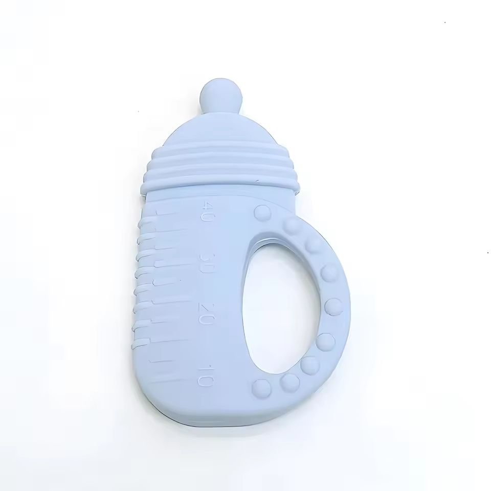 Silicone Baby Bottle Teether – Food-Grade Molar Toy with Easy-Grip Handle