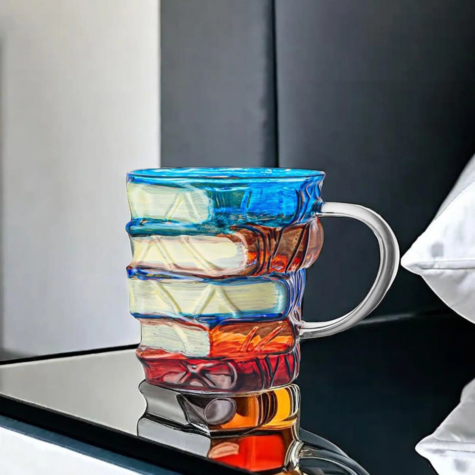 3D Book-Shaped Colored Glass Coffee Mug | Novelty Painted Book Mug Cup Gift for Book Lovers & Literature Fans