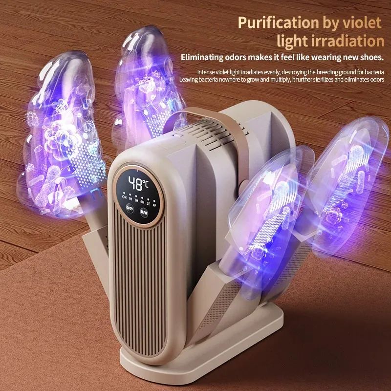 4-Arms Foldable Shoe Dryer – Electric Shoe Dehumidifier & Boots Warmer with Timer Control