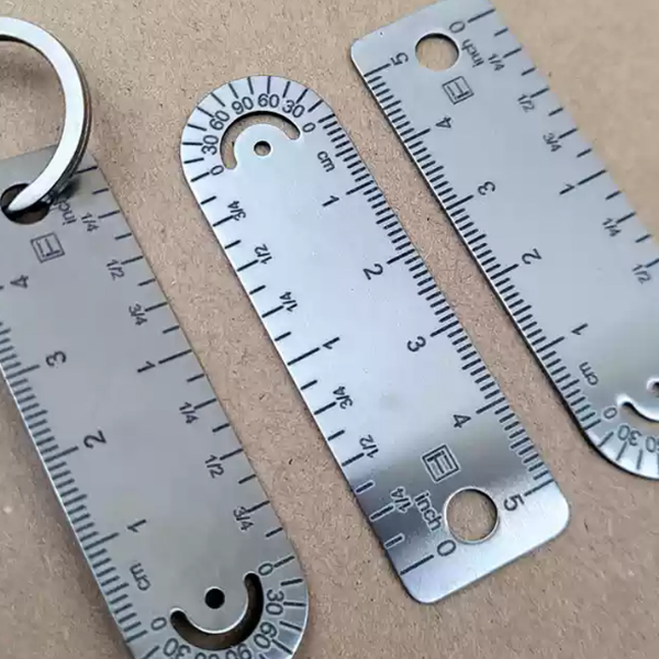 Titanium Keychain Ruler Compact EDC Measuring Tool for Outdoor and Everyday Use