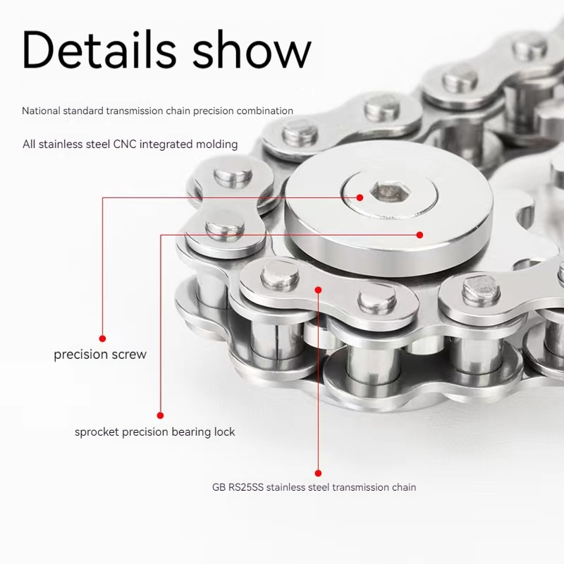 Metal Hand Spinner Chain Gear Fidget Spinner Stress Relief & Focus Tool for Adults
