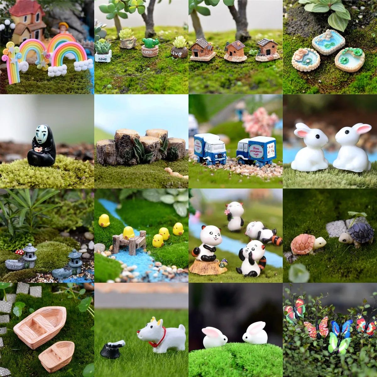 Mini Cute Animal Figurines Fairy Garden Bonsai Decor DIY Miniature Set