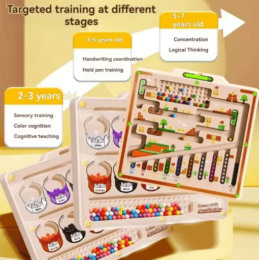 Childrens Magnetic Maze Puzzle Toy Walking Ball Concentration Logic Training Board