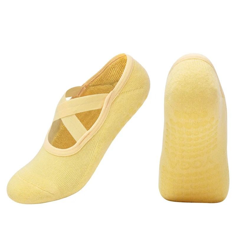 Women Breathable Towel Bottom Yoga Socks Silicone Non Slip Bandage Pilates Ladies Ballet Dance Socks