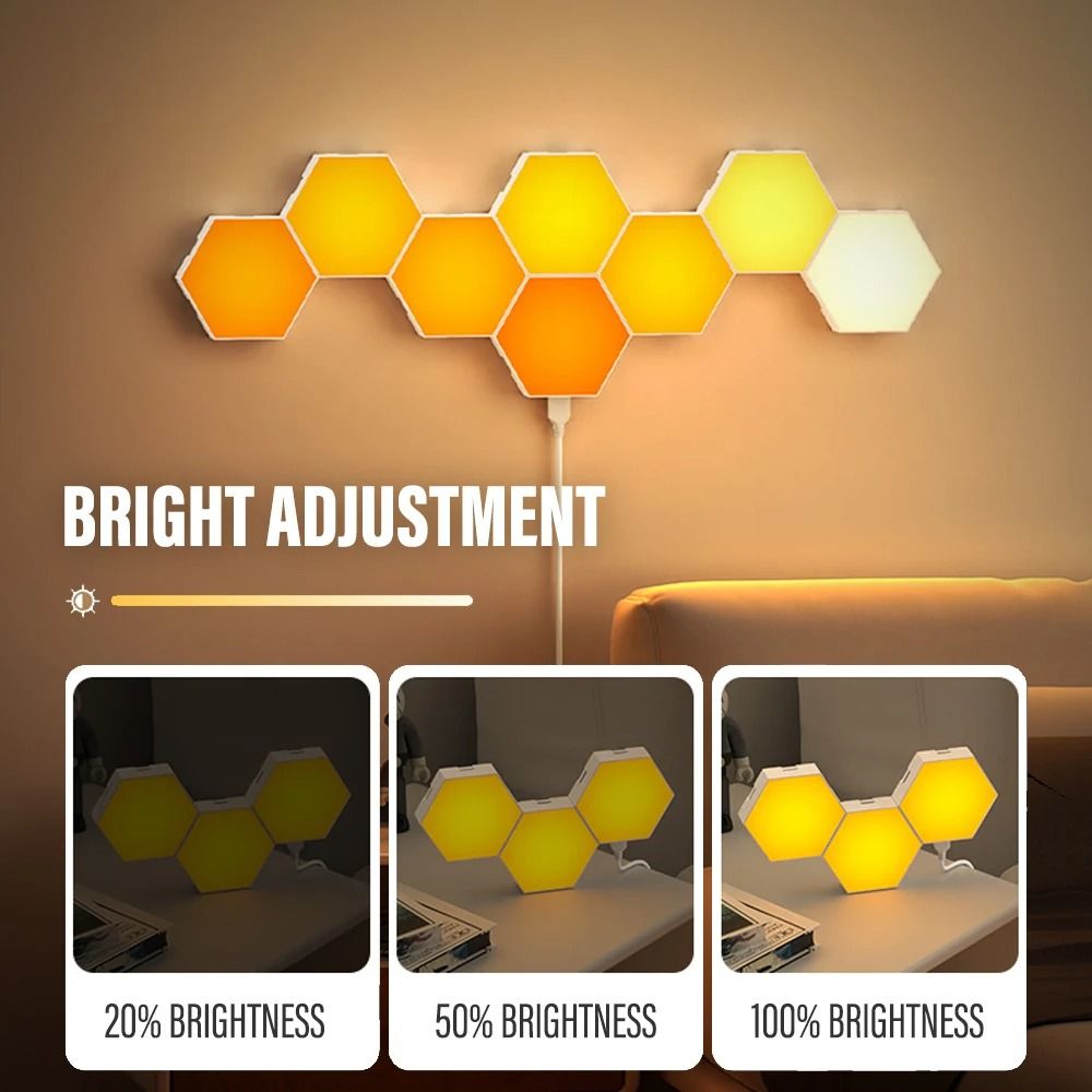 RGB Bluetooth LED Hexagon Wall Light with App and Remote Control