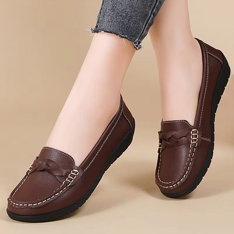Women's Leather Loafers Soft Slip On Flats for Casual Work and Everyday Wear
