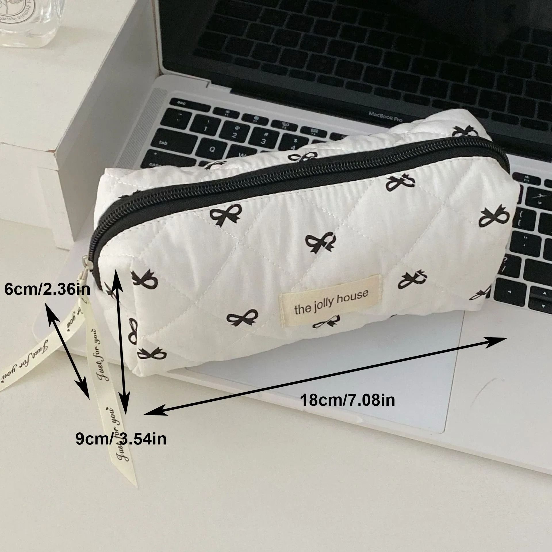 Cherry Quilted Makeup Bag Portable Cotton Cosmetic and Toiletry Pouch