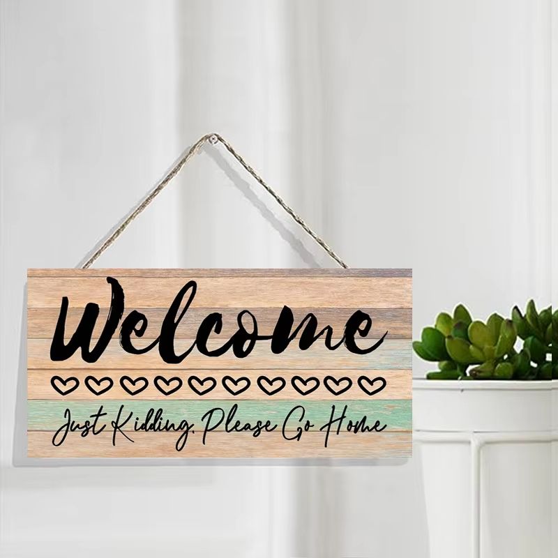 Rustic Wooden Welcome Wall Hanging Sign Farmhouse Door Plaque Decor