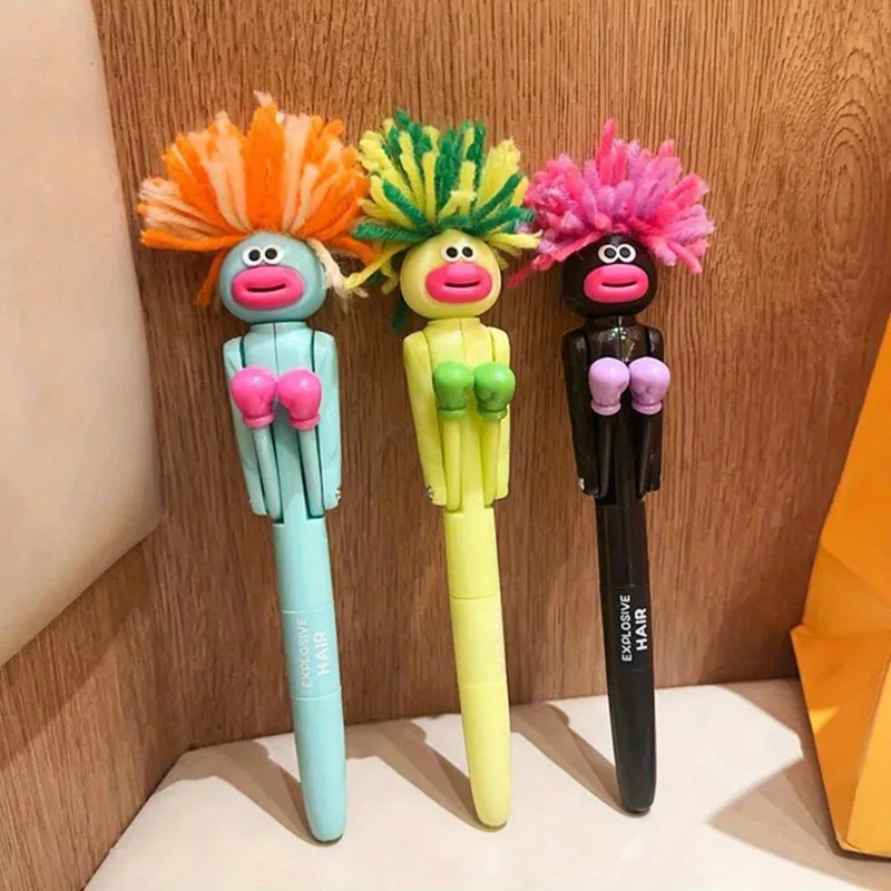 Funny Boxing Stress Relief Pen Cartoon Big Mouth Ballpoint Desk Toy Gift