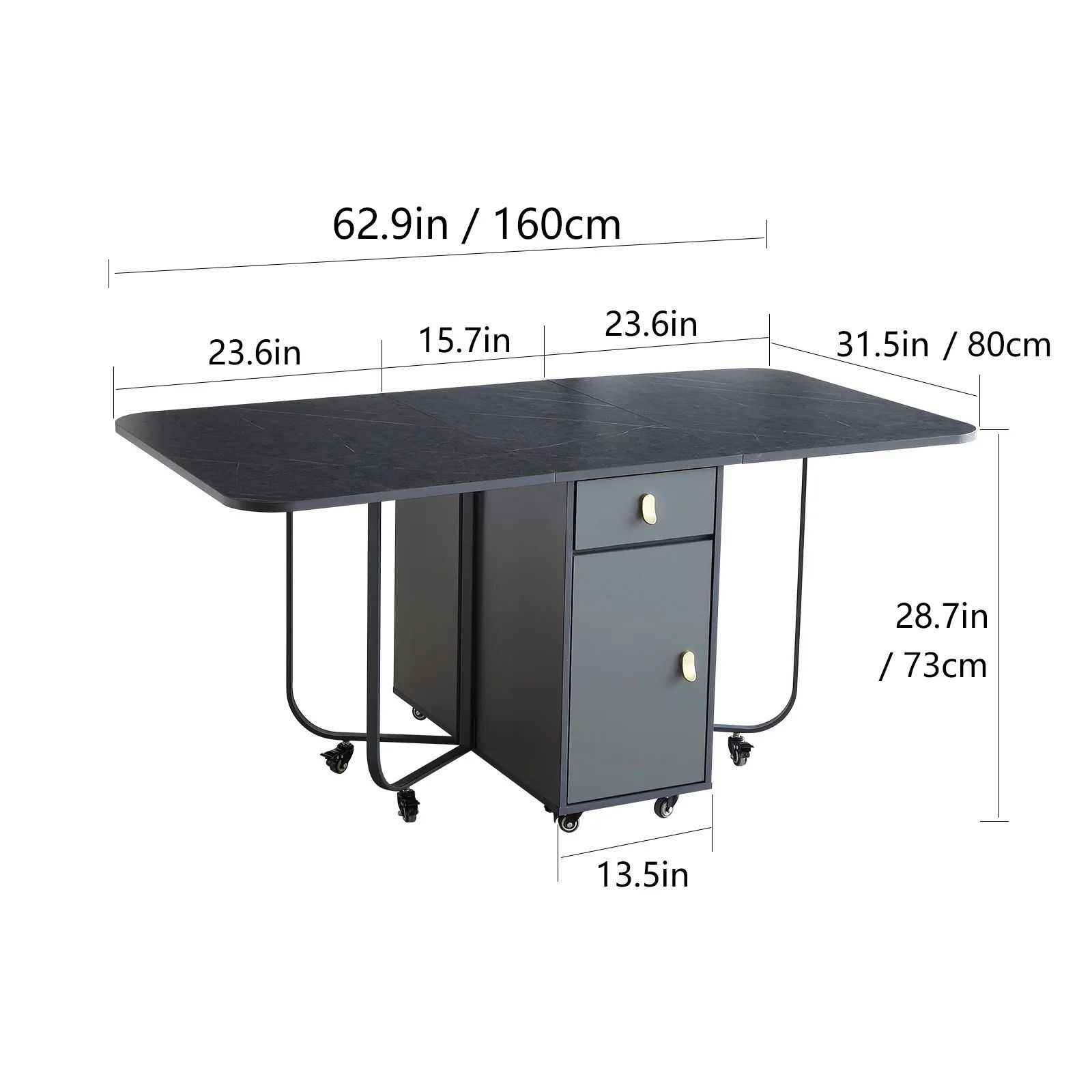 Folding Rectangle Dining Table with Chairs Set