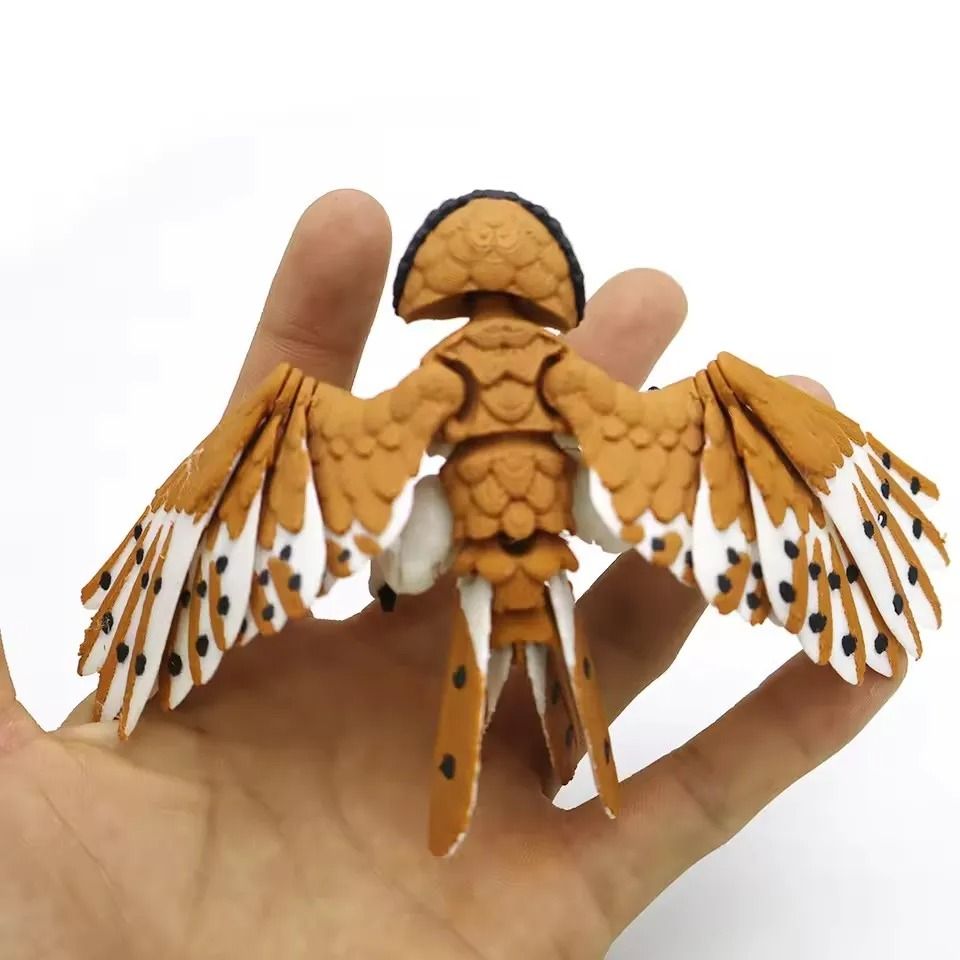 3D Printed Eagle Hawk Movable Bird Figurine for Home Decor and Display