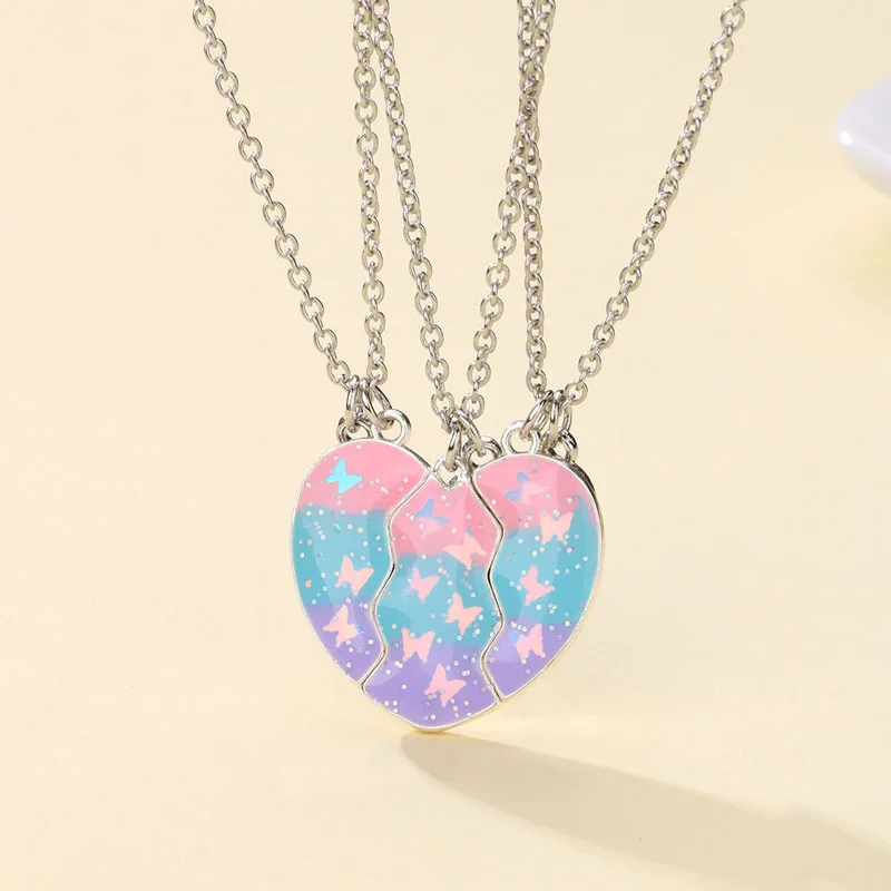 BFF Friendship Jewelry Necklace, Gradient Butterfly Unicorn Heart-shaped Gifts for Kids