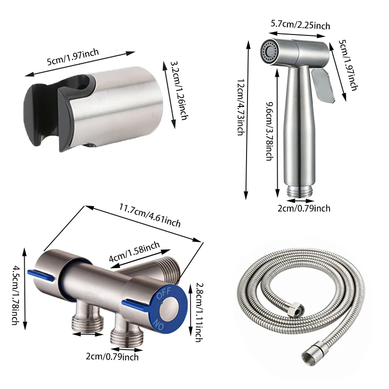 Stainless Steel Bidet Sprayer Set with Hose Handheld Toilet Spray Kit