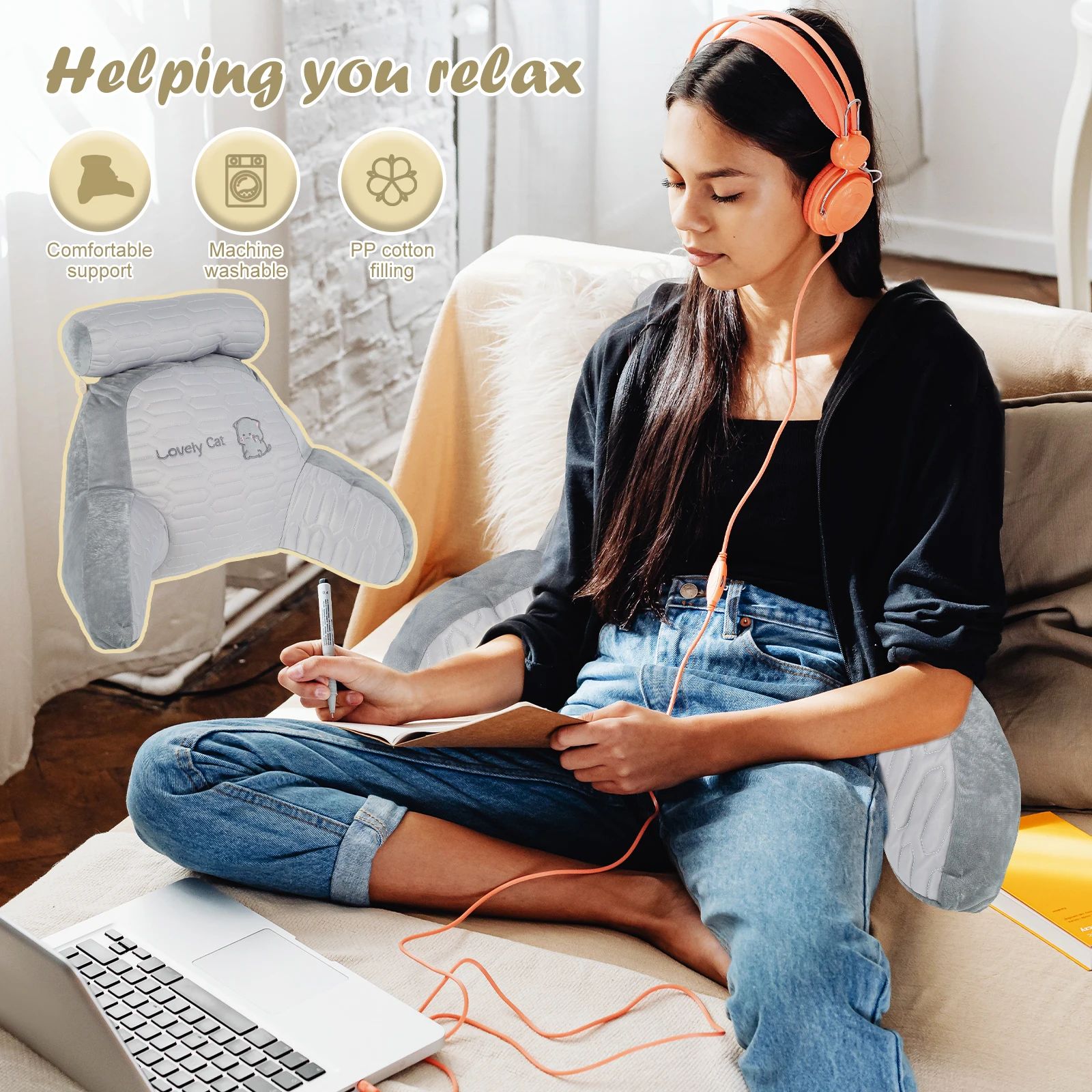 Triangular Backrest Reading Pillow Cushion