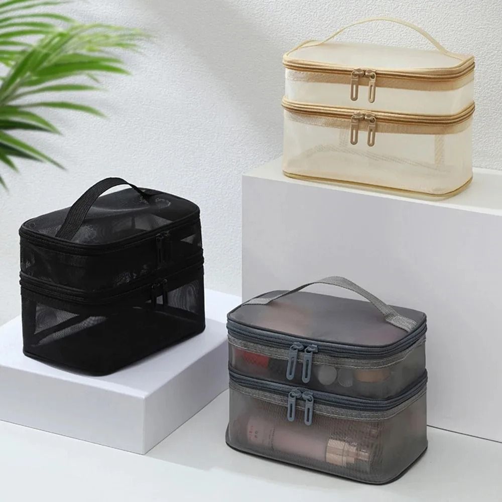 Nylon Double Layer Mesh Cosmetic Bag